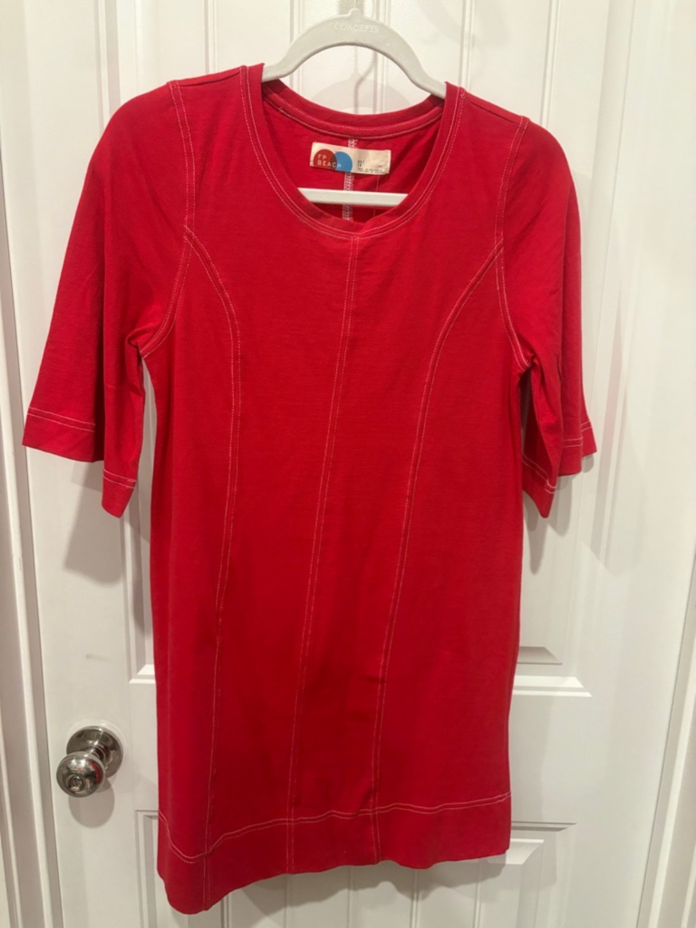 Free People Red Mini Dress with Contrast Stitching